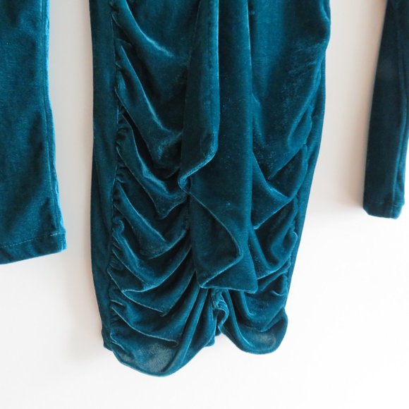 PATBO Velvet Ruched Mini Dress in Azure Blue - Size US 0 - Picture 9 of 15